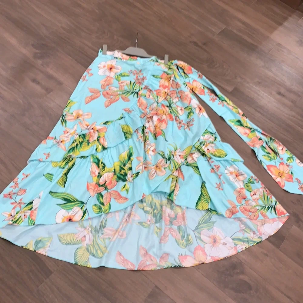 Floral Blue Maxi Skirt - Picture 6 of 8